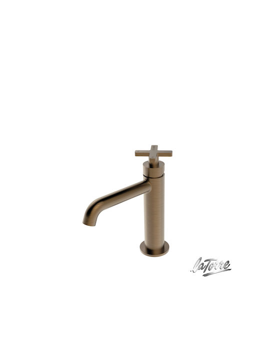 Μπαταρία Νιπτήρα Αναμεικτική La Torre Elle Cross Antique Brass 38004-221 Με Βαλβίδα clic-clac