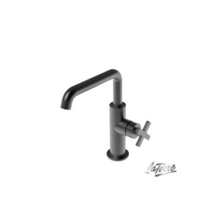 Μπαταρία Νιπτήρα Αναμεικτική La Torre Elle Cross Black Brushed 38020-410 Με Βαλβίδα clic-clac