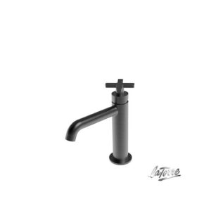 Μπαταρία Νιπτήρα Αναμεικτική La Torre Elle Cross Black Brushed 38004-410 Με Βαλβίδα clic-clac
