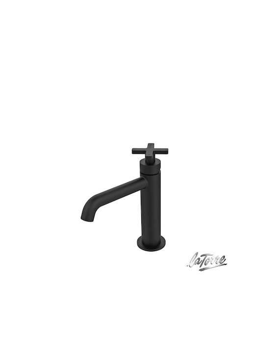 Μπαταρία Νιπτήρα Αναμεικτική La Torre Elle Cross Black Matt 38004-400 Με Βαλβίδα clic-clac