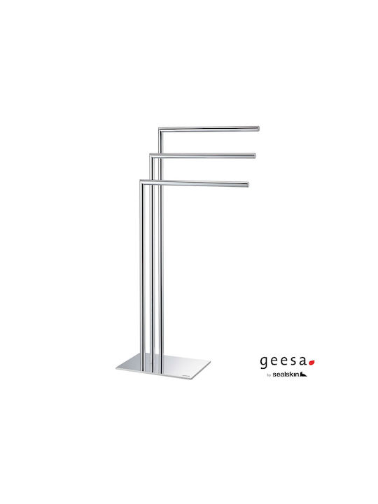 Επιδαπέδια Πετσετοκρεμάστρα 3 Θέσεων 49x20x90cm Geesa Sealskin Chrome 800202-100 Χρωμέ